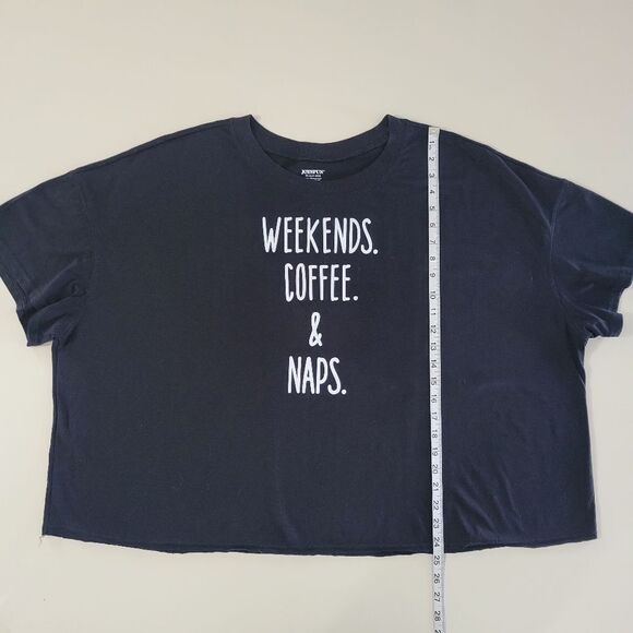 Joyspun Women's Black Crewneck Graphic Short Sleeve Tee - Picture 9 of 13